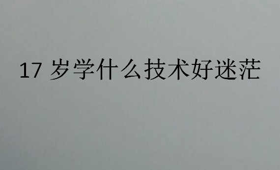 17歲學什么技術好迷茫