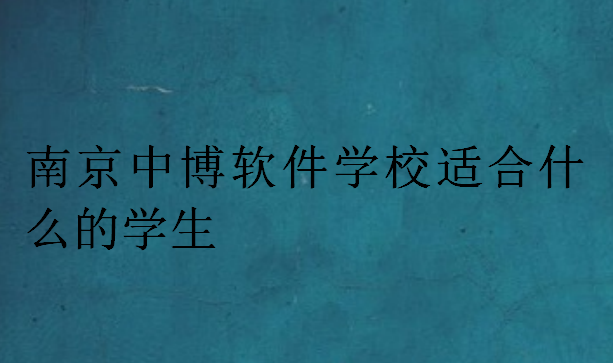 南京中博軟件學校適合什么的學生