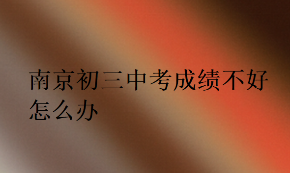 南京初三中考成績不好怎么辦