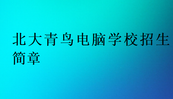 北大青鳥電腦學校招生簡章