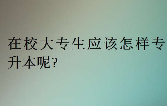 在校大專生應該怎樣專升本呢