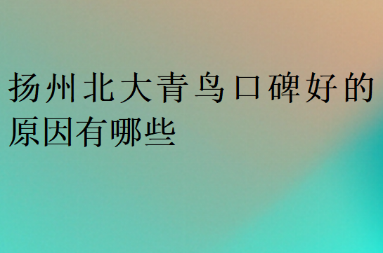 揚州北大青鳥口碑好的原因有哪些