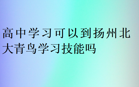高中學習可以到揚州北大青鳥學習技能嗎