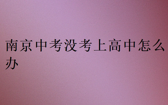 南京中考沒考上高中怎么辦