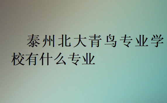 泰州北大青鳥專業學校有什么專業