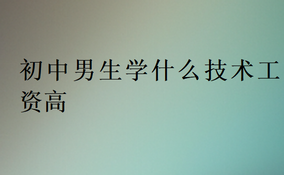 初中男生學什么技術工資高