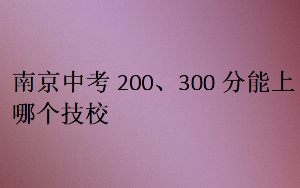 南京中考200、300分能上哪個技校