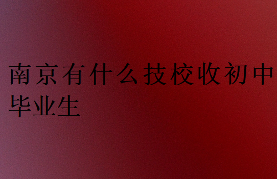 南京有什么技校收初中畢業生