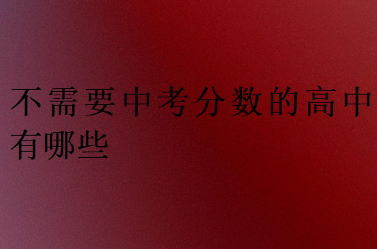 不需要中考分數的高中有哪些