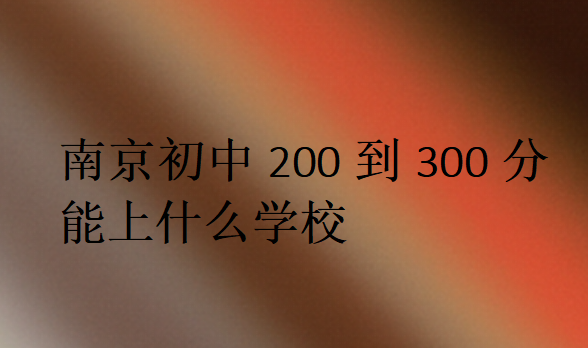 南京初中200到300分能上什么學校