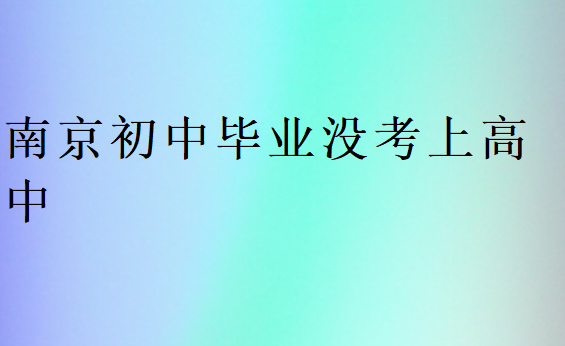 南京初中畢業沒考上高中