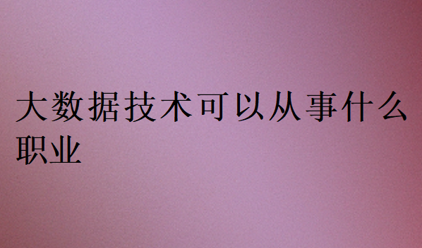 大數據技術可以從事什么職業