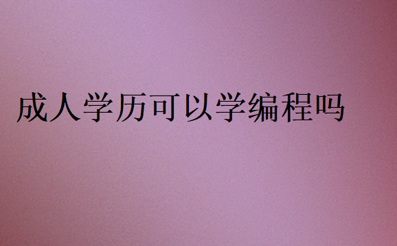 成人學歷可以學編程嗎