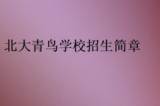 北大青鳥學校招生簡章